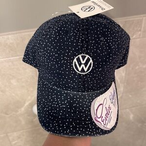 Women’s Navy Polka Dot Baseball Cap with VW Logo